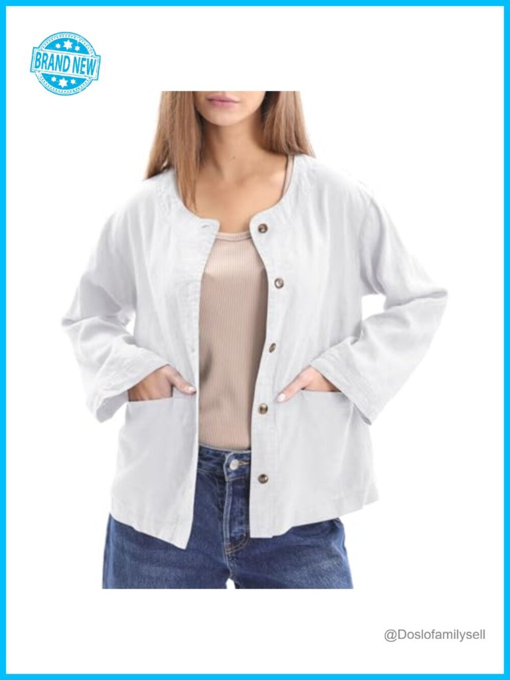 100% Linen Long Sleeve Button Up Cardigan Relaxed Fit Lightweight